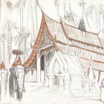 Papeles pintados panorámico Luang Prabang, vue d'un monastère