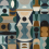 Papeles pintados panor&aacute;mico Modelage Casamance Bleu Celadon 75564282