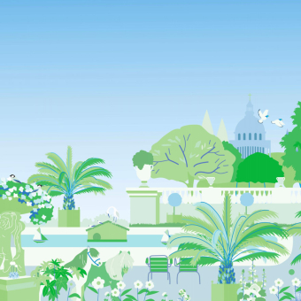 Papeles pintados panorámico Jardin du Luxembourg verde