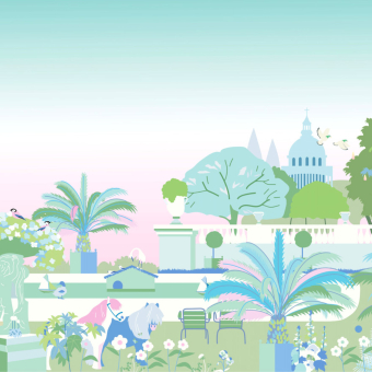 Papeles pintados panorámico Jardin du Luxembourg rosa