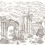 Papeles pintados panor&aacute;mico seda Ruins Coordonn&eacute; Graphite A00329K