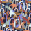 Papel pintado  Autruches City Raccord parfait Cobalt autruches-city-cobalt