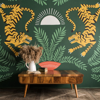 Papier peint panoramique Tigers & Plants
