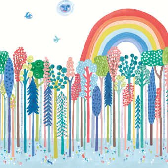 Papel pintado panorámico Rainbow Forest