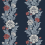 Papel pintado Blooming Stripe Vintage Unpasted Wallquest Deep Navy / Berry ET12712