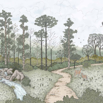 Papier peint panoramique La Biche au Bois Vert