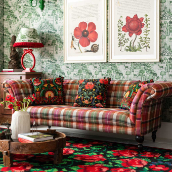 Sofá Chesterfield Kerschdorf Plaid Carrot
