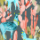 Papel pintado Altiplano Kariokas Coral Lamas on Dark Green WallP-ALTI-CLLB-05