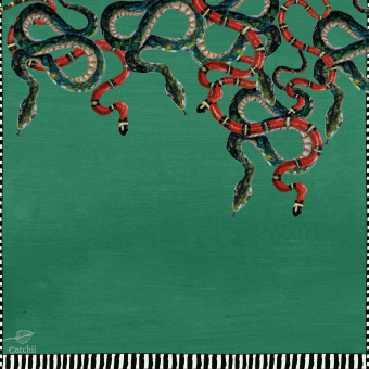Papel pintado panorámico Emerald Green Snakes