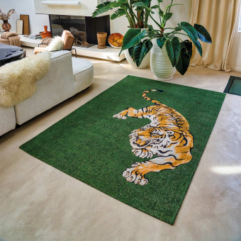 Alfombra Pop Green on Fire rectangular para interior y exterior