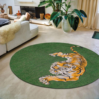 Alfombra Pop Green on Fire redonda para interior y exterior
