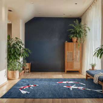Alfombra Pop Japanese Pond rectangular para interior y exterior