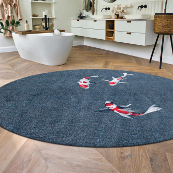 Alfombra Pop Japanese Pond redonda para interior y exterior